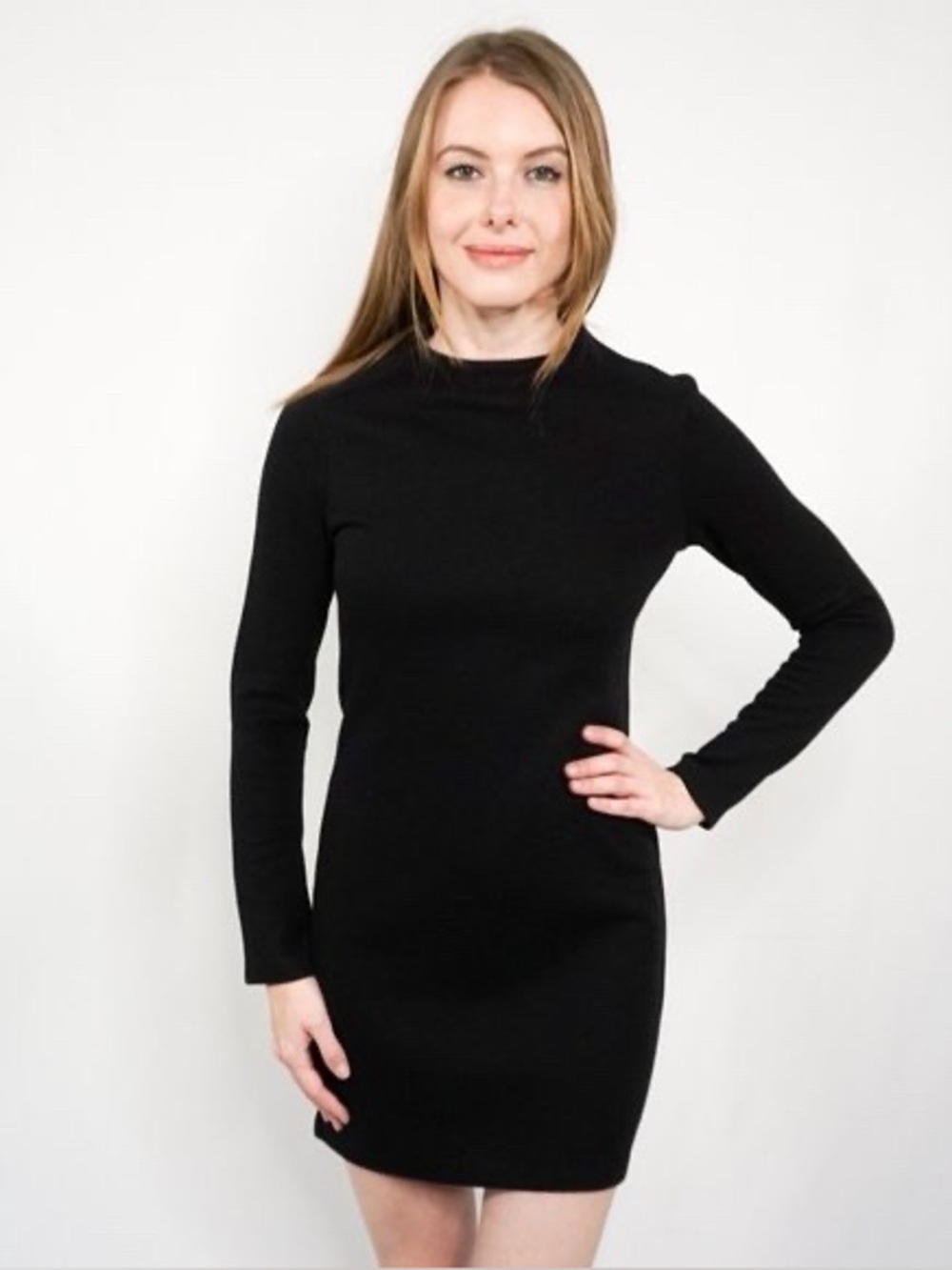 Zara Black Long-Sleeve Crew Neck Top
